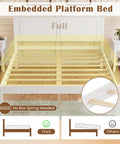 Full Size Wood Bed Frame With Headboard, Mid Century Modern Platform Bed Delivering Chill Vibes, Wooden Slat Support, No Box Spring Needed