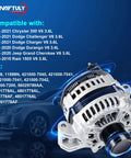 180A High Output Alternator Replacement For 2011-2021 Chrysler 300, 2011-2021 Dodge Charger, side view, OEM-grade quality