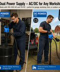 Heavy Duty Electric Drum Pump Fits 55 Gallon Barrels And Ibc Tanks With 120 Volt AC And 12 Volt DC Power Plug and Play with flexible suction tube in garage and outdoor use.