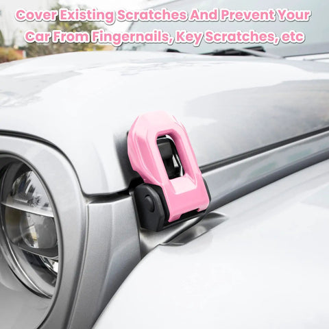 Hood Latch Lock Bracket Covers Pink 2 Pack For 2018 2019 2020 2021 2022 2023 2024 Wrangler JL JLU Unlimited Sport Sahara Rubicon Gladiator JT