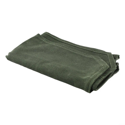Folded army green Waxed Canvas Roll Bag With 8 Slots For Knives Up To 17 Inches, Portable Cutlery Carrier For Chefs And Camping, 16 Oz Waxed Canvas