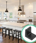 L Shape Black Rubber Furniture Leg Caps Set For Tables And Shelves Floor Protectors in a modern kitchen scene