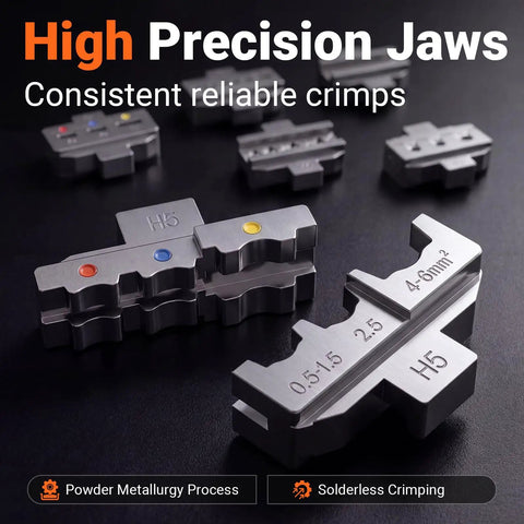Crimping Tool Kit With Six Interchangeable Jaws Quick Change Ratchet Crimper With Pressure Knob Adjustment 361 Terminals