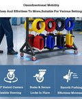 Rock Solid Wire Harness Hanging Rack With Adjustable Cable Roll Storage And Portable Shop Organizer featuring 360° swivel casters for easy mobility.