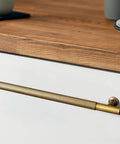 Antique Brass Cabinet Pulls 6 Pack Vintage Bronze Drawer Handles 7 1 4 Inch Center To Center installed on white kitchen cabinet