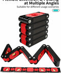 Multi-Fold Magnetic Spirit Level Measuring Ruler For Woodworking, Home in black and red, showing flexible folding design.
