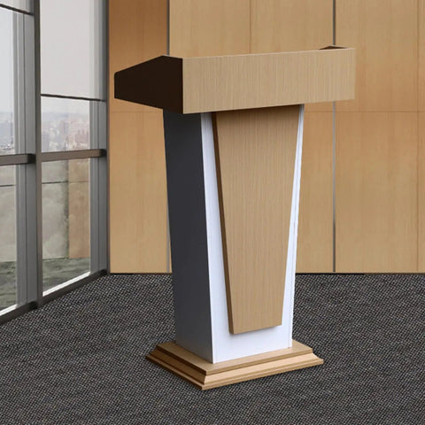 Premium Rolling Lectern And Portable Wooden Mobile Podium Featuring Locking Casters For Rolls Like A Dream in office interior.