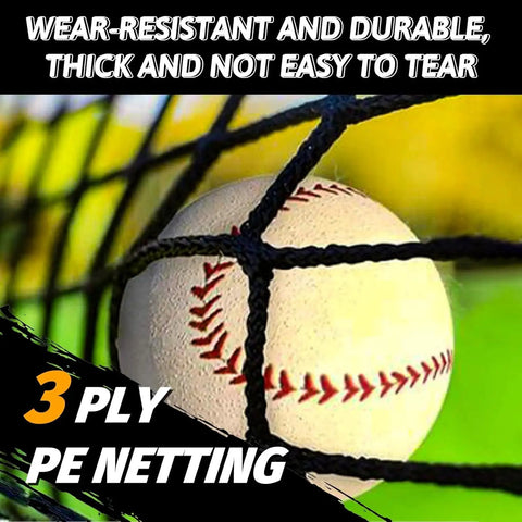 Heavy Duty Batting Cage Net With Steel Frame, 13 Feet Long, 10 Feet Wide, And 8 Feet High, featuring 3-ply PE netting