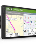 OTR1020 Renewed 10-Inch GPS Truck Navigator With Extra Large High-Res Screen, showing route map and wind alerts