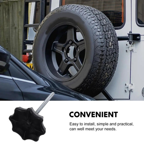 Spare Tire Bolt Replacement Clamp Hold-Down Fastening Mounting Hardware Universal Fit mounted on a car for secure wheel install