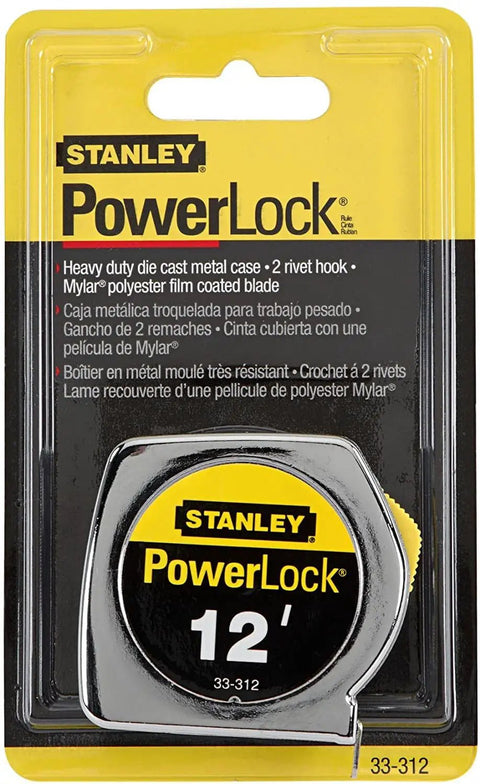 Heavy Duty Silver Tape Measure With Durable Metal Case And Long Lasting Mylar Blade Twelve Feet By Three Quarter Inch Pro Grade On The Job For Contractors And DIY Enthusiasts in packaging