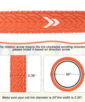20x2.35 Bike Tire Set For BMX MTB Orange folding replacement with tread pattern, arrow for rotation direction, 20" and 2.35" sizes.