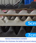Kickass Fire Resistant Soundproof Padding And Slick Acoustic Foam Panels With High Elasticity Noise Cancelling Self Adhesive Wall Tiles For Home Or Studio Grey Roll with 5cm and 7cm thicknesses.