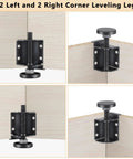 Heavy Duty Adjustable Furniture Leveler Feet With Corner Edge Guards And Tight Lock Nuts, 2 left and 2 right legs for leveling.
