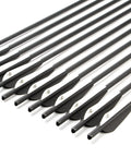 Carbon Crossbow Arrows 16 Inch 12 Pack For Hunting And Target Practice With TPU Vanes arranged in a row