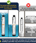 4 Inch Stainless Steel Submersible Well Pump for Septic Systems Bottom Suction 33 Foot Cable Three Quarter HP Usage Diagram