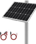 12V 30W Solar Battery Trickle Charger And Maintainer With Waterproof 30 Watt Solar Panel, pole mount, and cables