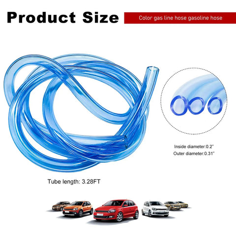 Blue Silicone Fuel Line Hose Tube For Motorcycle ATV Dirt Bike And Pit Bike, flexible and anticorrosion, 0.2 inch ID, 3.28 ft length.