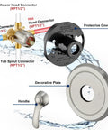 Slick Brushed Nickel Tub Shower Faucet Trim Kit With Smooth Single Handle Controls and Heavy Duty Internal Valve components