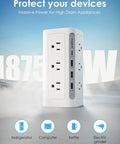 Must Have Boss Level Compact Power Tower Surge Protector With USB Ports And Five Foot Extension Cord 1800 Joules