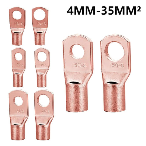 Heavy Duty 60 Piece Assorted Copper Wire Ring Connectors For Car Battery Starter Cable Welding And Electrical Wiring Crimp Terminals Kit, 4-35mm²