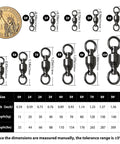 Ball Bearing Fishing Swivels 30/50 Pack For Saltwater And Freshwater, Smooth 360 Rotation Reduces Line Twist, Dope Pro-Grade Upgrade For Faster, Smoother Retrieves And Fewer Tangles, Heavy-Duty Stainless Steel Build For Every Angler size chart