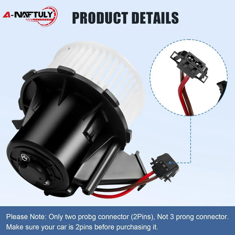 Premium Hvac Heater Blower Motor Fan Dead Simple Plug Play Replacement Built Heavy Duty For Audi A4 A5 S4 S5 Q5 2009 To 2016 2.0L L4 Hybrid Setup Direct Fit close-up of motor with 2-pin connector