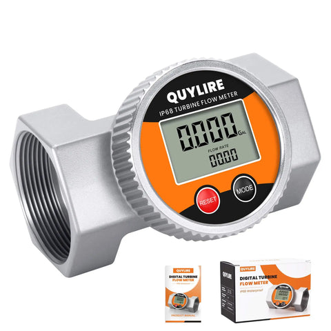 Waterproof 2 Inch Inline Flow Meter With NPT Thread 16-160 GPM Digital Liquid Flowmeter for water, oil, gasoline with packaging