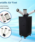Heavy Duty 220V Industrial Air Conditioner 15400 BTU Portable Spot Cooler with 8L Water Tank and 780 Cubic Meters Per Hour Airflow showing adjustable air vents.