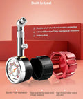 Best Selling Tire Pressure Gauge For Cars And Motorcycles With ANSI B40.1 Precision, 5 To 60 PSI, Extended 360 Degree Swivel Head, Hold And Bleed Button, Dual Guard, Battery Free, Compact Design And Easy Read Dial For Fast Accurate Checks, exploded view
