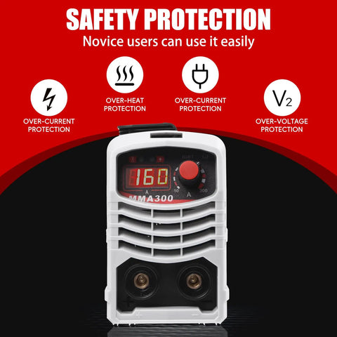MMA300 Electric Arc Welder Stick Welder Portable Mini IGBT Inverter front view showing display and control knob