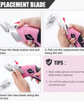 Instructions for replacing blades on Hot 4V Cordless Electric Scissors With 3 Sharp Blades For Fabric And Cardboard.
