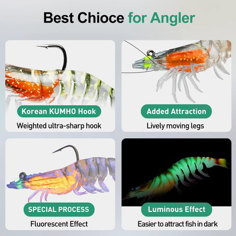 Duramax Pre Rigged Soft Fishing Lures With BKK Hooks No Rigging Needed Tear Resistant TPE Shrimp And Crayfish Baits for easy fishing