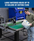 Man pouring fluid into Versa Cut 4x4 CNC Plasma Table With 40A Plasma Cutter And Cutting Torch All In One Pro Grade Dual Voltage