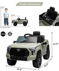 12V Licensed Toyota Tundra Ride On Truck For Kids With Remote Control Battery Powered Toy Car Realistic Off Road Look Safe Parental Control Durable Outdoor Kids Vehicle For Boys And Girls. 25.6x40.9x22.4 in