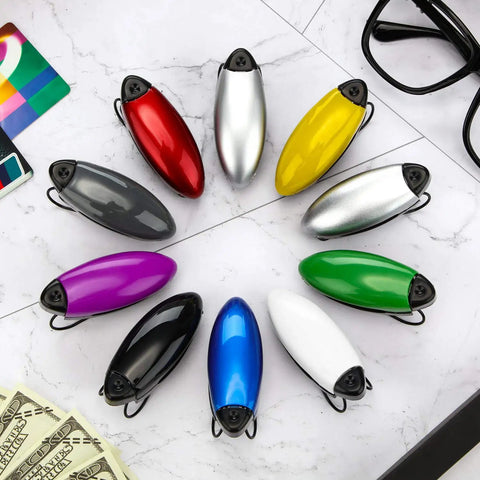 Ten Piece Car Visor Sunglasses Clips Set For Sun Visor Eyewear Holder Colorful 10 Colors Glasses Clips arranged in a circle