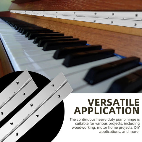 Two Pack 48 Inch Continuous Piano Hinges Heavy Duty Stainless Steel Smooth Polished Folding Hinge With 0.04 Inch Leaf Thickness