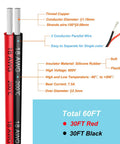 Diagram of 18 AWG Silicone Electrical Wire 2 Conductor Parallel Hook Up Wire 60 Ft Total Black And Red 30 Ft Each with tinned copper strands.