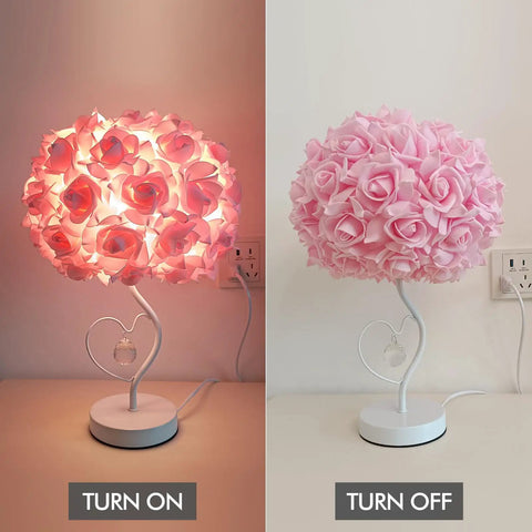Red Rose Flower Desk Lamp With Lampshade For Nightstand Adds Cute Modern Vibe To Any Bedroom Minimalist Yet Cozy Decor Gift For Women And Girls Christmas Parties Weddings Date Night Home Office