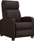 Brown Recliner Chair Featuring Three Position Recline And Plush Faux Leather Upholstery Rugged Wood Frame Engineered For Serious Living Room Comfort Smooth Tilting Action For Kickback Sessions, side view.