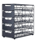 Countertop K Cup Holder Organizer With 105 Pod Capacity, 5 Tiers Of Tilted Slots, Keeps Keurig, Mr Coffee And Tea Pods Neatly In Place, Space Saving Kitchen Rack, 21 Pods Per Tier, Easy Access And Durable Design, black metal frame with visible slots