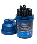 Pro Grade Reduced Shank Black Oxide Drill Set, 29 Piece, Made in USA, One Sixteenth to One Half Inch Increments, in blue case