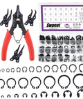 Must Have All In One Snap Ring Pliers Kit 4 In 1 With Pro Grade Alloy Steel Build M4 To M28mm C Clip External Retaining Rings 1.5 To 10mm E Clips Retaining Rings Assortment With Tweezers For Pin Clips Repair Swpeet