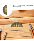 Vintage Shell Cabinet Pulls 4 Pack Antique Bronze Finish Straight Up Heavy Duty Cup Handles For Kitchen Drawers Bedroom Wardrobes Easy Grip Furniture Hardware on wooden surface.