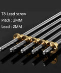 4 Pack T8 Leadscrews With Brass Nut And Stainless Steel Threaded Rod, 200mm Length, CNC and 3D Printer Use