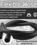 Coiled black silicone heater hose for automotive coolant transfer; inner-core ends visible