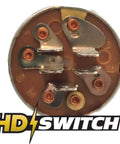 Close-up of 5-pin terminals on Heavy Duty Ignition Key Switch With Dual Protection Upgrade for outdoor machines.