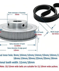 Built Tough HTD3M Timing Belt Pulley Set featuring a 50mm diameter aluminum synchronous wheel and timing belt specifications.