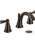 Heavy Duty Two Handle Widespread Bathroom Sink Faucet With Rich Oil Rubbed Bronze Finish And Flexible Eight To Sixteen Inch Spread.