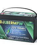 12V 100Ah LiFePO4 Battery With Built-In 100A BMS, 1280Wh Deep Cycle Marine Lithium Beefed-Up Power Pack for RV Solar
